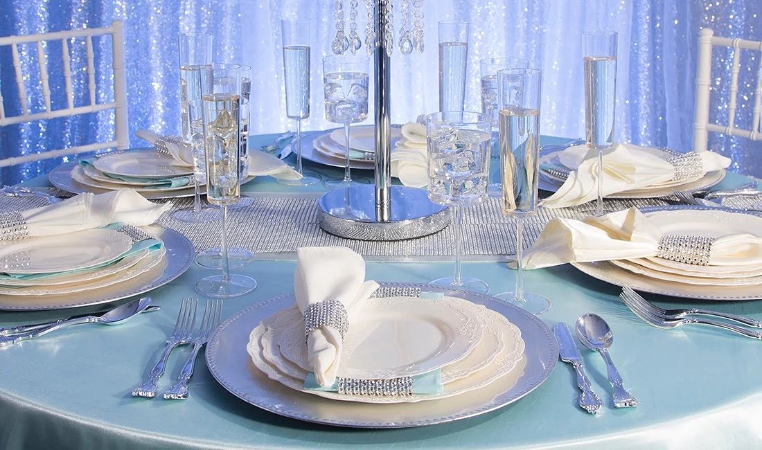 The baby blue and silver wedding