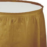 Glittering Gold Plastic Table Skirts (14 ft)