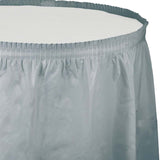 Shimmering Silver Plastic Table Skirts (14 ft)