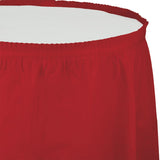 Classic Red Plastic Table Skirts (14 ft)