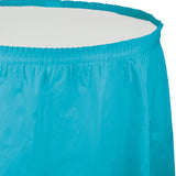 Bermuda Blue Plastic Table Skirts (14 ft)