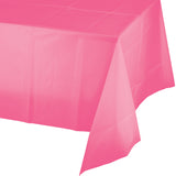 Candy Pink Rectangular Disposable Plastic Tablecloths (54" x 108")