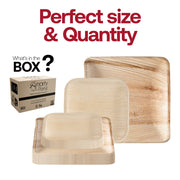 10-inch square dinner plate crafted from palm leaves, perfect for presenting main courses with an earthy elegance