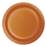 Pumpkin Spice Orange Sturdy Style Round Disposable Paperboard Dinner Plates (9")
