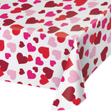 Hearts Rectangular Disposable Plastic Tablecloths (54" x 102")