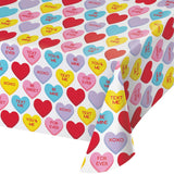Candy Hearts Rectangular Disposable Plastic Tablecloths (54" x 102")