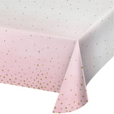 Pink Gold Celebration Rectangular Disposable Paper Tablecloths (54" x 102")