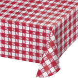 Red Gingham Rectangular Disposable Plastic Tablecloths (54" x 108")