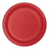 Classic Red Sturdy Style Round Disposable Paperboard Dinner Plates (9")
