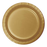 Glittering Gold Sturdy Style Round Disposable Paperboard Dinner Plates (9")