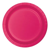 Hot Magenta Sturdy Style Round Disposable Paperboard Dinner Plates (9")