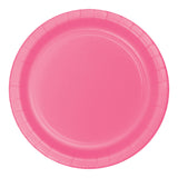 Candy Pink Sturdy Style Round Disposable Paperboard Dinner Plates (9")