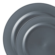 Matte Charcoal Gray Round Disposable Plastic Dinnerware Value Set | Smarty Had A Party