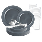 Matte Charcoal Gray Round Disposable Plastic Wedding Value Set | Smarty Had A Party