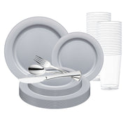 Matte Steel Gray Round Disposable Plastic Wedding Value Set | Smarty Had A Party