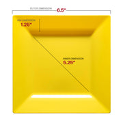 6.5-inch square appetizer plate in yellow, ideal for serving small bites or starters