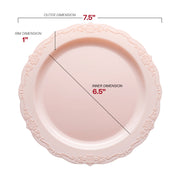 7.5-inch round appetizer plate in pink, ideal for serving starters or desserts with a vintage flair