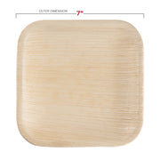7.5-inch square appetizer plate made from palm leaves, ideal for serving starters or desserts with a natural flair
