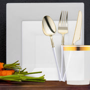 A chic rooftop party featured Clear Square Plastic Plates for light bites and cocktails under city lights.