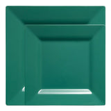 Add a refined touch to your event with this sleek hunter green disposable set, designed with a bold modern square shape
