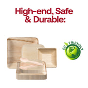 BPA-free square palm leaf tableware set, offering a natural and safe disposable dining option