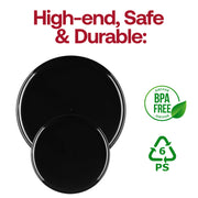 Black Flat Round Disposable Plastic Pastry Plates (6.25") BPA | Smarty Had A Party