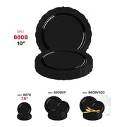 Black Vintage Rim Round Disposable Plastic Dinner Plates (10") SKU | Smarty Had A Party