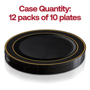 Black with Gold Edge Rim Plastic Dinner Plates (10.25") Quantity | Smarty Had A Party