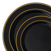 Black with Gold Edge Rim Plastic Dinnerware Value Set | Smarty Had A Party