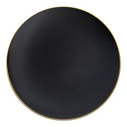Black with Gold Rim Organic Round Disposable Plastic Appetizer/Salad Plates (7.5") Secondary | Smarty Had A Party