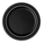 Black with Silver Edge Rim Plastic Dinner Plates (10.25") Secondary | Smarty Had A Party
