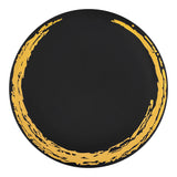 Black disposable plastic plates with a gold moonlight design, 7.5-inch size