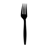 Black plastic disposable forks, 7 inches long, durable and stylish for everyday use and events