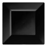 Black square plastic dinner plates with a sleek design