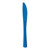 Blue knives made of sturdy plastic, ideal for slicing through soft foods with ease