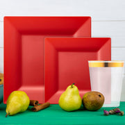 Bold Red Square Tableware added festive flair to a romantic engagement party meal.