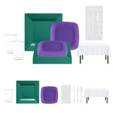 Celebrate game day with the Green and Purple sports dinnerware set, perfect for team-themed parties.