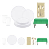 Celebrate victory with the White, Green, and Gold sports-themed disposable dinnerware set.