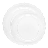 Chic and practical disposable dinnerware with a clear, vintage round design, perfect for any occasion