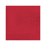 Classic red paper cocktail napkin unfolded to 10 x 10 inches, part of a 600-count bulk pack for parties or events