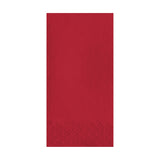 Classic red paper dinner napkin measuring 16 x 16 inches, unfolded from a 600-count bulk case