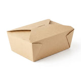 Clean kraft folded paper #4 container in natural brown, professional-grade extra-large disposable takeout box for restaurants and catering.