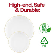 Clear with Gold Rim Round Lotus Disposable Plastic Appetizer/Salad Plates (7.5") BPA | Smarty Had A Party