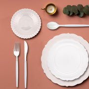 Clear Vintage Disposable Plastic Tableware Set used for a modern, minimalist dinner setup.