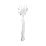 Clear disposable plastic serving fork, 9.75 inches long, ideal for buffets and catering, sold in a case of 150.