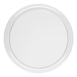 Clear flat round disposable pastry plates, 6.25 inches in size