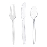 Clear plastic forks, knives, and spoons, a bulk 1,000-piece disposable set perfect for catering and parties