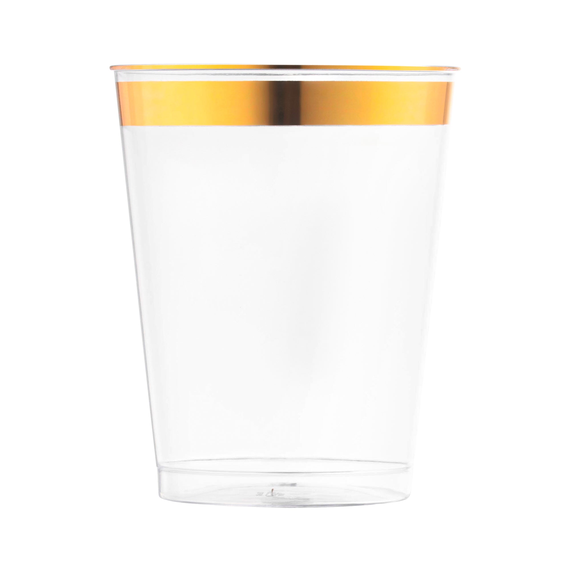 14 Cups, 10 oz. Clear with Gold Rim Round Tumbler