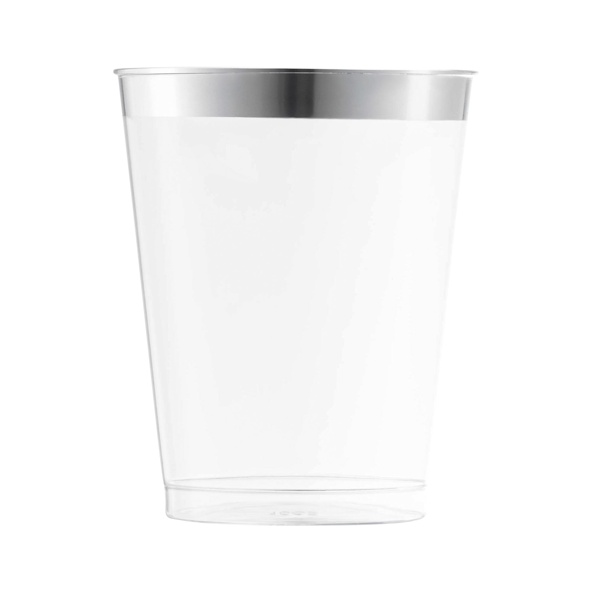 10 oz. Clear with Metallic Silver Rim Round Tumblers 14 Cups