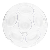 Clear round disposable plastic Seder plates with silver section dividers, 12-inch diameter, sold in a pack of 24